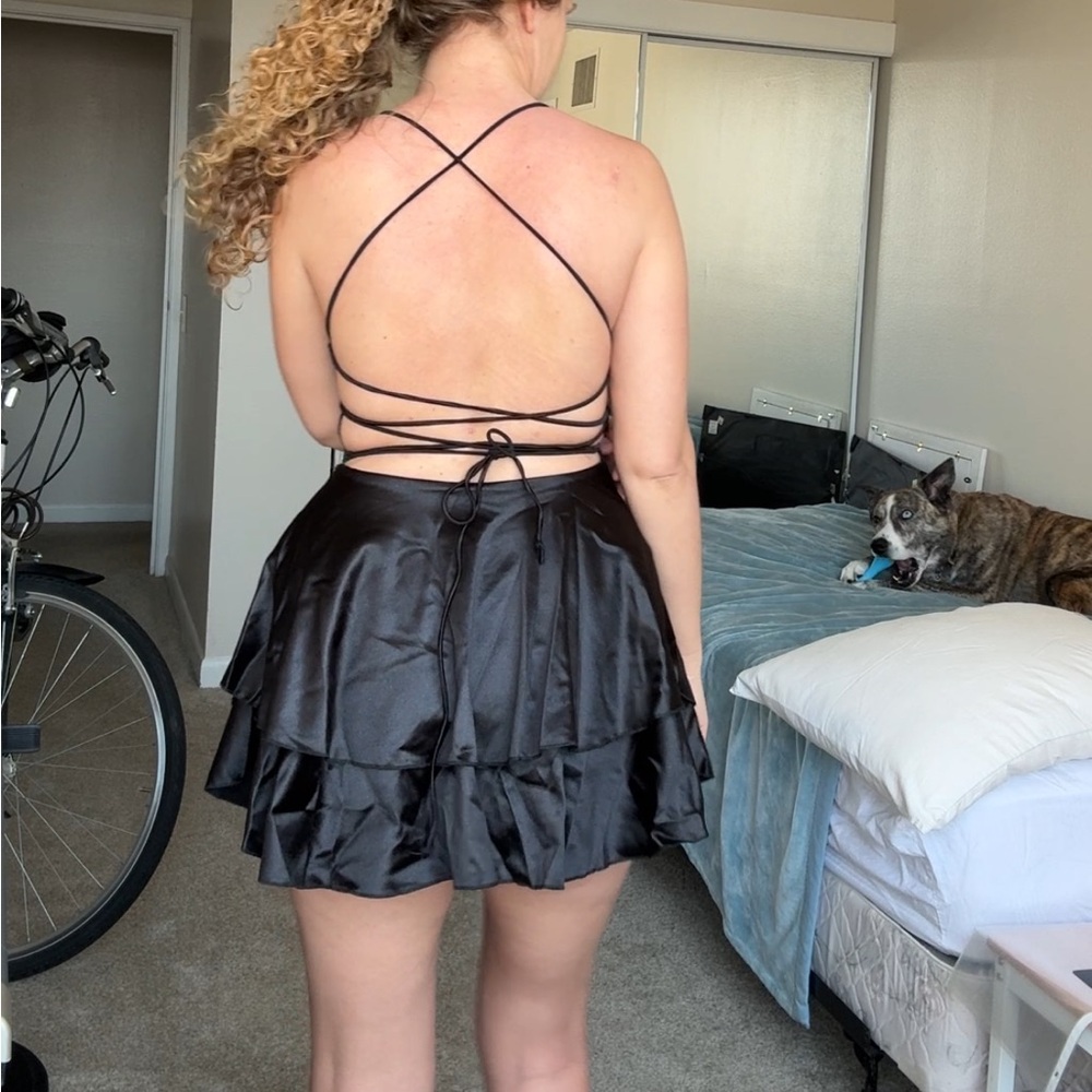 Elegant Satin Strappy Dress bundle black and cream tiktok shop medium - Picture 8 of 10